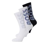 BOSS Paquete de tres calcetines cortos con logos grandes - Style3P QS Rib Logo CC, 50524259 Blanco / Azul 39-42