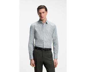 BOSS Camisa business slim fit en popelín elástico - StyleH-HANK-K-C1-261, 50567057 Verde estampado 37