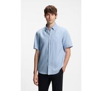 BOSS Camisa de manga corta en mezcla de algodón y lino - StyleH-LIAM-BD-SH-E-C-262, 50576027 Celeste XXL