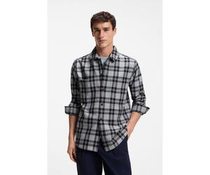 BOSS Camisa oversize fit de algodón a cuadros - StyleLocky_2_M, 50567005 Gris estampado L