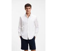 BOSS Camisa regular fit abotonada en sarga de algodón - StyleRicoplus_M, 50565626 Blanco M