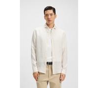 BOSS Camisa regular fit en cambray de lino a rayas - StyleC-HAL2-spr-C1-252_IN, 50552053 Blanco estampado XXL