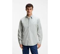 BOSS Camisa regular fit en popelín de algodón con logo bordado - StyleRelegant_6_M, 50518304 Gris claro M