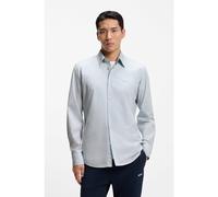 BOSS Camisa regular fit en popelín de algodón con logo bordado - StyleRelegant_6_M, 50518304 Gris claro M