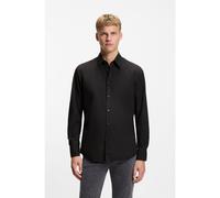 BOSS Camisa regular fit en popelín de algodón con logo bordado - StyleRelegant_6_M, 50518304 Negro L