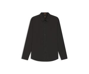BOSS Camisa regular fit en popelín de algodón con logo bordado - StyleRelegant_6_M, 50518304 Negro XL