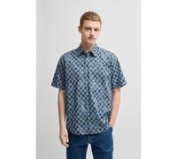BOSS Camisa regular fit en popelín de algodón estampado - StyleRash_2_M, 50537372 Azul estampado M