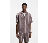 BOSS Camisa relaxed fit a rayas de algodón elástico - StyleC-LARS-CAMP-262, 50561415 Morado estampado L