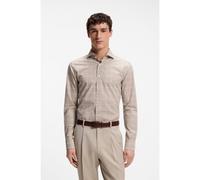 BOSS Camisa slim fit de algodón italiano a cuadros - StyleL-HAYS-SPREADW-C-252, 50566228 Beige estampado 42