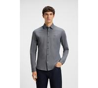 BOSS Camisa slim fit en piqué de algodón jaspeado - StyleMysoft_2_M, 50519748 Gris oscuro XL