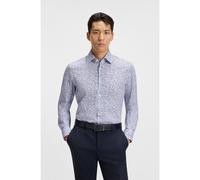 BOSS Camisa slim fit en popelín de algodón elástico con estampado floral - StyleH-HANK-kent-C1-214, 50545109 Azul estampado 46