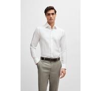 BOSS Camisa slim fit en sarga de algodón elástico de planchado fácil - StyleH-HANK-kent-C1-214, 50470583 Blanco 43L
