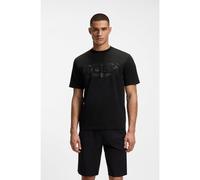 BOSS Camiseta de algodón elástico con logo de diseño - StyleTS_Globe LogoPattern, 50559363 Negro S