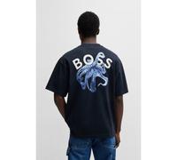 BOSS Camiseta de algodón flameado con estampado gráfico en la espalda - StyleTe_numbers, 50540520 Azul oscuro XL
