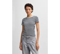 BOSS Camiseta de algodón flameado con rayas horizontales - StyleC_Esla_Striped, 50504192 Rayas azules S