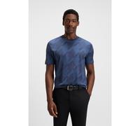 BOSS Camiseta de algodón mercerizado con motivo de pata de gallo en jacquard - StyleC-Thompson 45, 50518869 Azul L