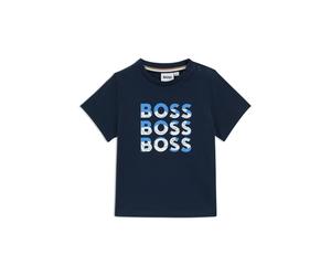 BOSS Camiseta de algodón para niños con logos con efecto degradado - StyleJ52113/10P12M, J52113 Azul oscuro 74
