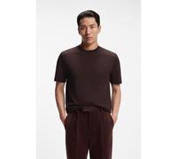 BOSS Camiseta de cuadros ventana en mezcla de algodón y seda - StyleL-Tesar 147, 50570035 Marrón oscuro M