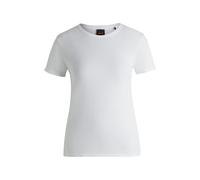 BOSS Camiseta de cuello redondo en algodón flameado - StyleC_Esla, 50504201 Blanco S
