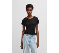 BOSS Camiseta de lino con escote redondo y espalda fruncida - StyleC_Evelina, 50540431 Negro M