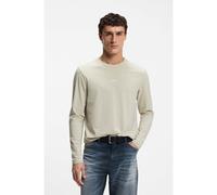 BOSS Camiseta de manga larga de algodón elástico con logo estampado - StyleTChark, 50473286 Beige claro S