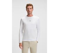BOSS Camiseta de manga larga de algodón elástico con logo estampado - StyleTChark, 50473286 Blanco L