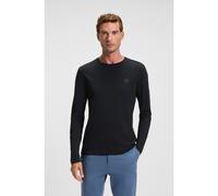 BOSS Camiseta de manga larga en algodón con parche de logo tejido - StyleTacks, 50512111 Azul oscuro XL