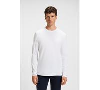 BOSS Camiseta de manga larga en algodón con parche de logo tejido - StyleTacks, 50512111 Blanco XS
