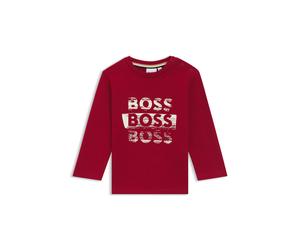 BOSS Camiseta de manga larga para niños en algodón con logos repetidos - StyleJ52463/96D02A, J52463 Rojo 86