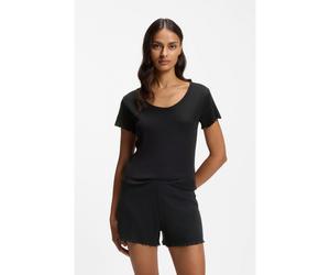 BOSS Camiseta de pijama con estructura de rejilla de algodón - StyleCosy Waffle_T-Shirt, 50557177 Negro L