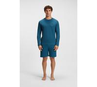 BOSS Camiseta de pijama con estructura otomana y logo bordado - StyleWaffle LS-Shirt, 50535870 Azul L