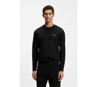 BOSS Camiseta de pijama con estructura otomana y logo bordado - StyleWaffle LS-Shirt, 50535870 Negro XXL