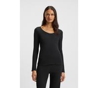 BOSS Camiseta de pijama de algodón con estructura de rejilla - StyleCosy Waffle_LS-Shirt, 50557175 Negro XL