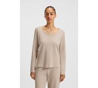 BOSS Camiseta de pijama de algodón con estructura de rejilla - StyleWaffle_LS-Shirt CN, 50550316 Beige claro XXL