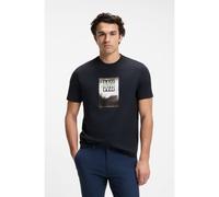 BOSS Camiseta de punto de algodón con ilustración estampada - StyleTe_Dj, 50561846 Azul oscuro M