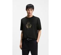 BOSS Camiseta de punto de algodón con logo de diseño - StyleWen_CNY, 50565015 Negro M