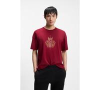 BOSS Camiseta de punto de algodón con logo de diseño - StyleWen_CNY, 50565015 Rojo L