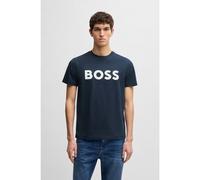 BOSS Camiseta de punto de algodón con logo estampado de goma - StyleThinking 1, 50481923 Azul oscuro S