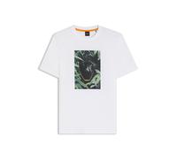 BOSS Camiseta de punto de algodón con motivo animal - StyleTe_Animali, 50546362 Blanco XXXL