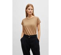 BOSS Camiseta de punto de algodón con puños enrollados - StyleEjacinda_IN, 50511606 Beige XS