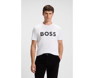BOSS Camiseta de punto de algodón con un gran logo estampado - StyleThinking 1, 50481923 Blanco XL