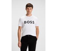 BOSS Camiseta de punto de algodón con un gran logo estampado - StyleThinking 1, 50481923 Blanco XS