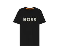 BOSS Camiseta de punto de algodón con un gran logo estampado - StyleThinking 1, 50481923 Negro M
