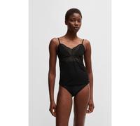 BOSS Camiseta de tirantes de pijama en tejido elástico con ribetes de encaje - StyleWave_Top, 50535733 Negro M