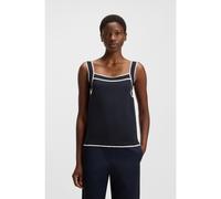 BOSS Camiseta de tirantes de punto con cuello ancho y ribetes en contraste - StyleFlimi, 50518362 Azul oscuro XL