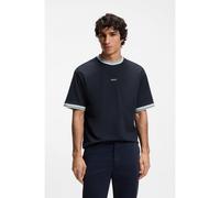 BOSS Camiseta relaxed fit de algodón con detalles a rayas - StyleTe_Blocks, 50561814 Azul oscuro XXL