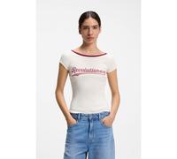 BOSS Camiseta slim fit de algodón elástico con eslogan estampado - StyleC_Etine_2, 50573190 Natural M