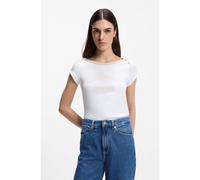 BOSS Camiseta slim fit de algodón elástico con eslóganes de ballet - StyleC_Etendu, 50553467 Blanco XL