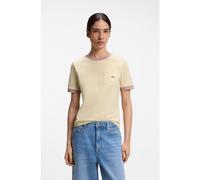 BOSS Camiseta slim fit en algodón con detalles de canalé en contraste - StyleC_Ezoe, 50571841 Amarillo claro XS