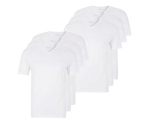 Boss Camisetas clásicas de Manga Corta para Hombre, algodón Puro, Cuello en V, Paquete de 6 Unidades, White100, XXL